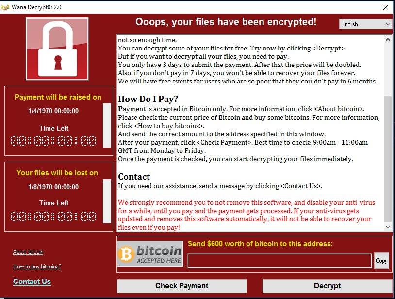 Global ransomware WannaCry (WanaCrypt0r 2.0) cyber attack downs windows computers massively around the world