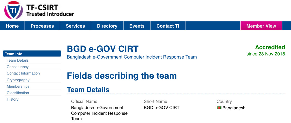 BGD e-GOV CIRT has become the Accredited Team of TF-CSIRT